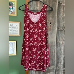 Maurices 24/7 Burgundy Floral Tank Top